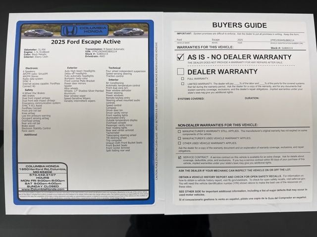 2025 Ford Escape Active