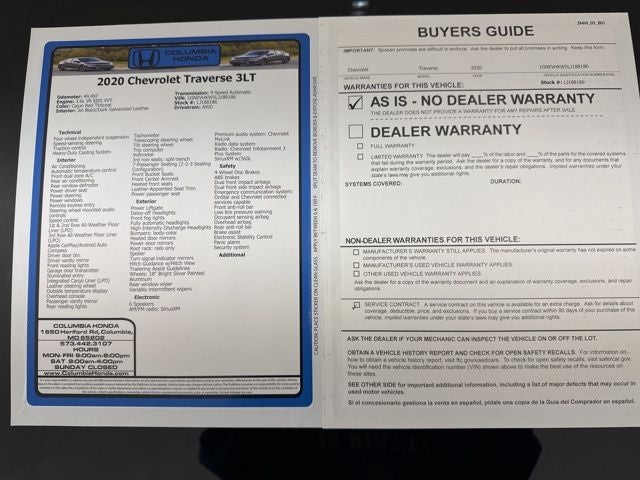 2020 Chevrolet Traverse 3LT