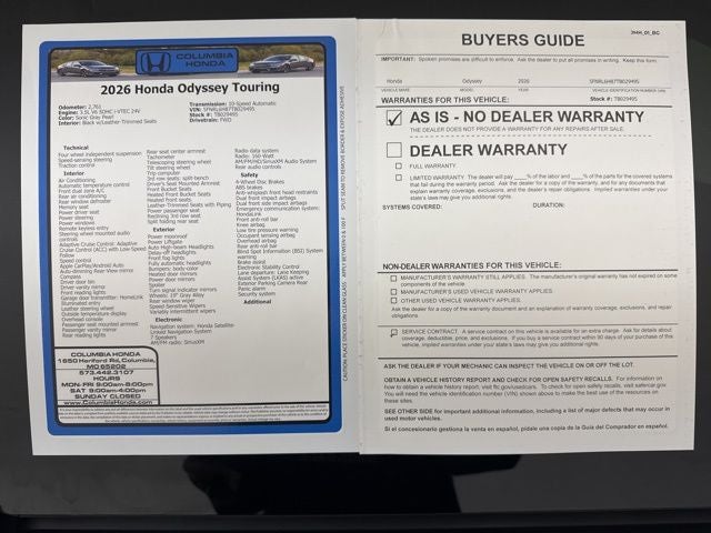 2026 Honda Odyssey Touring