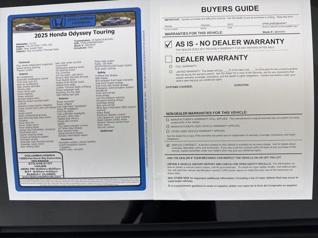 2025 Honda Odyssey Touring