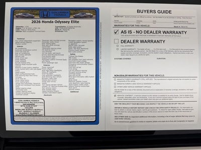 2026 Honda Odyssey Elite