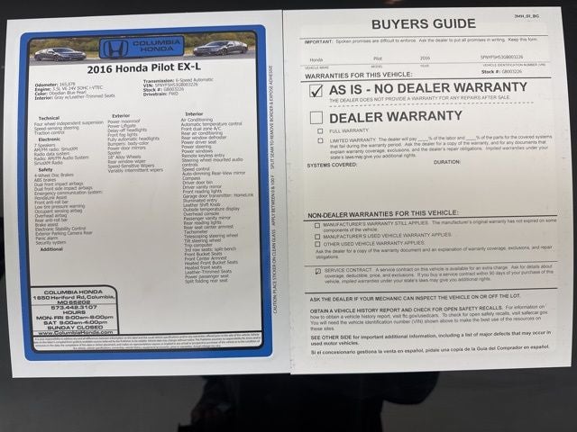 2016 Honda Pilot EX-L