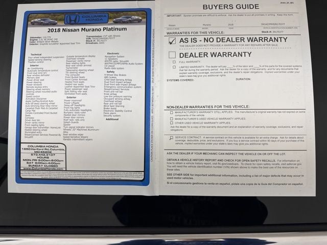 2018 Nissan Murano Platinum
