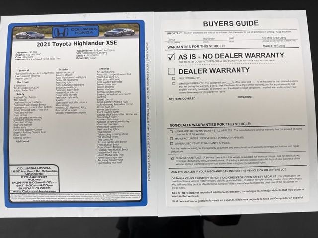 2021 Toyota Highlander XSE