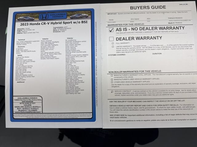 2023 Honda CR-V Hybrid Sport w/o BSI