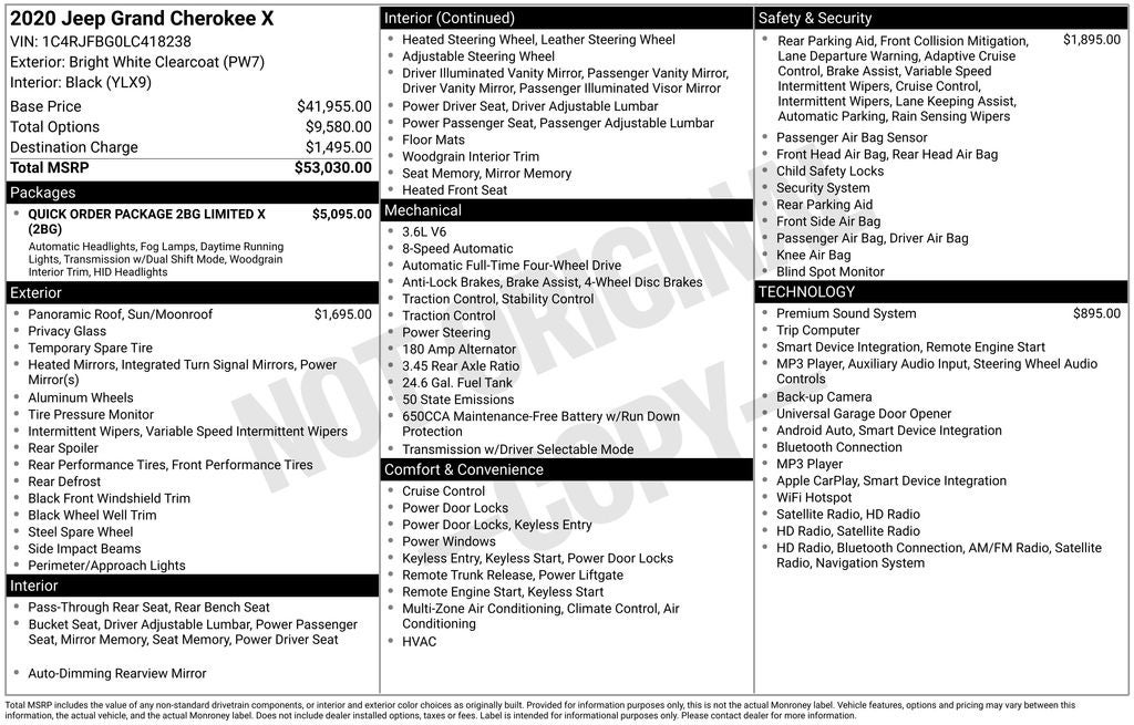 2020 Jeep Grand Cherokee Limited X