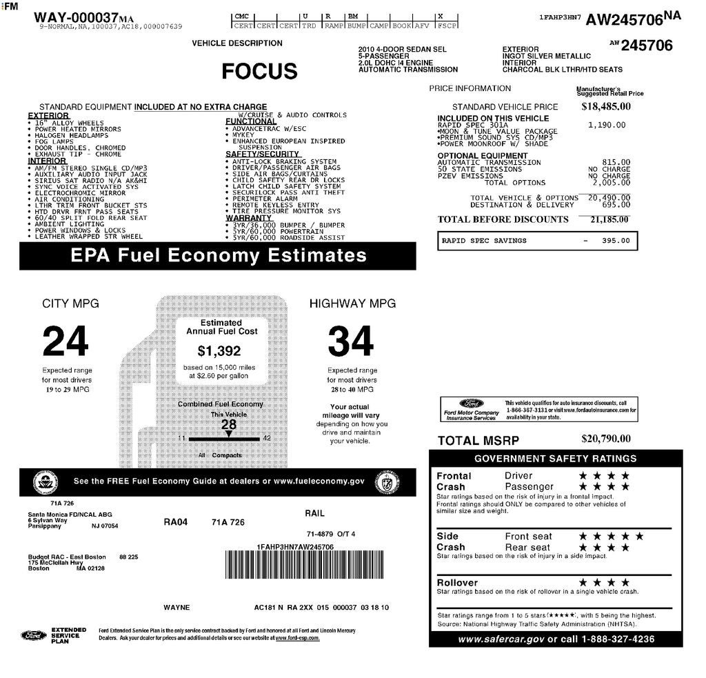 2010 Ford Focus SEL