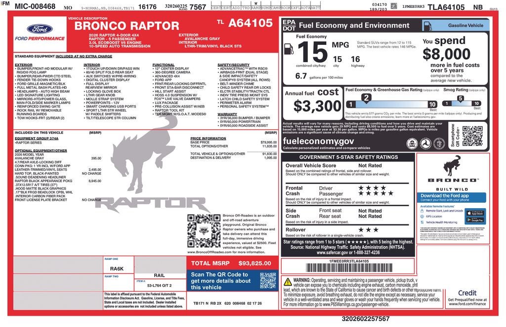 2026 Ford Bronco Raptor