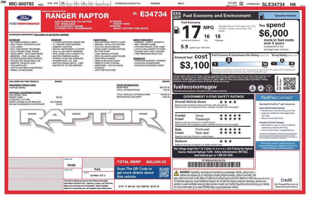 2025 Ford Ranger Raptor