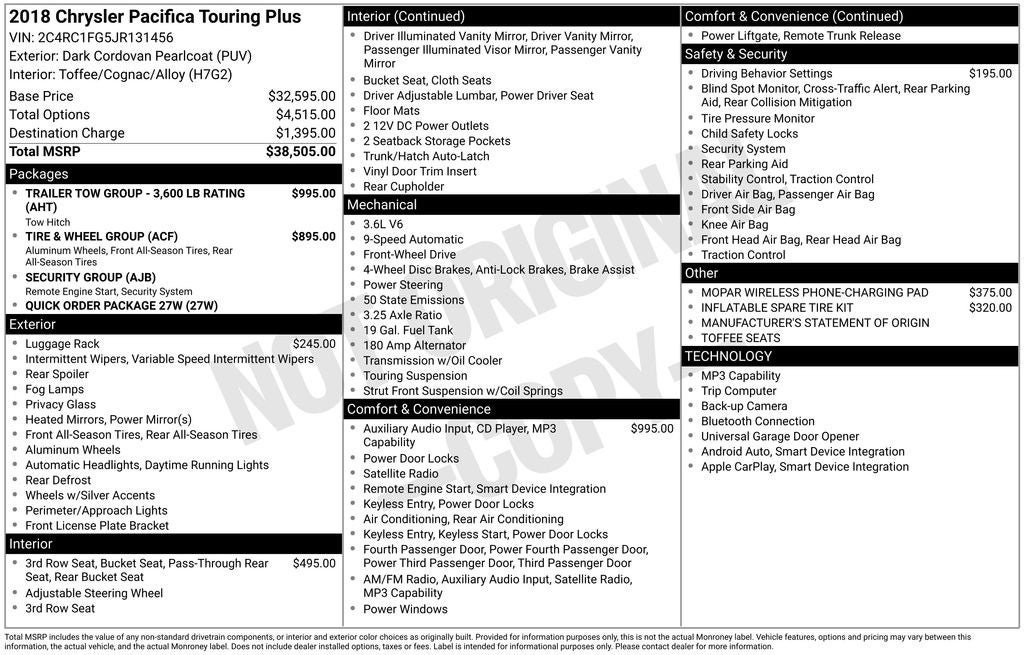2018 Chrysler Pacifica Touring Plus
