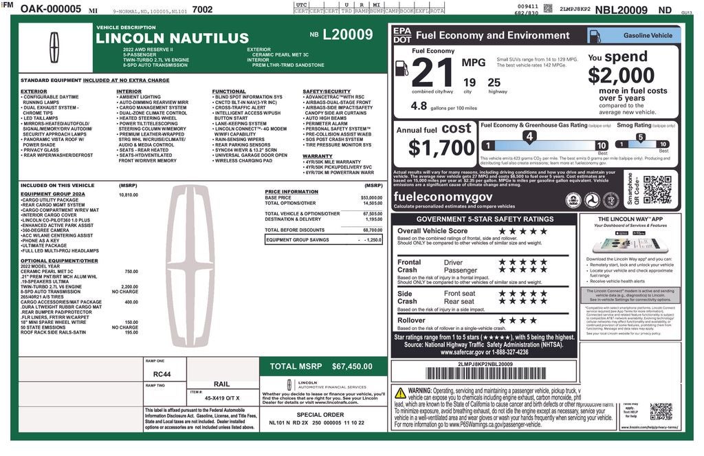 2022 Lincoln Nautilus Reserve