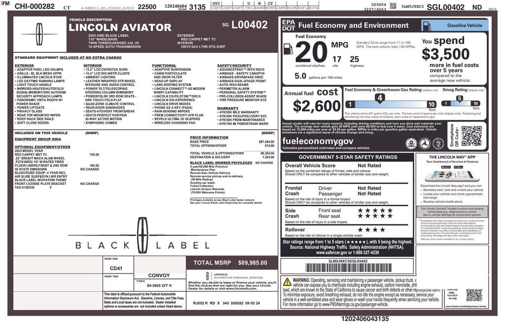 2025 Lincoln Aviator Black Label