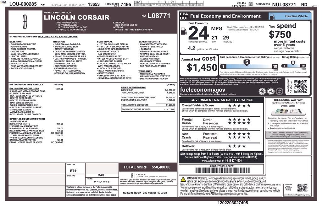 2022 Lincoln Corsair Reserve