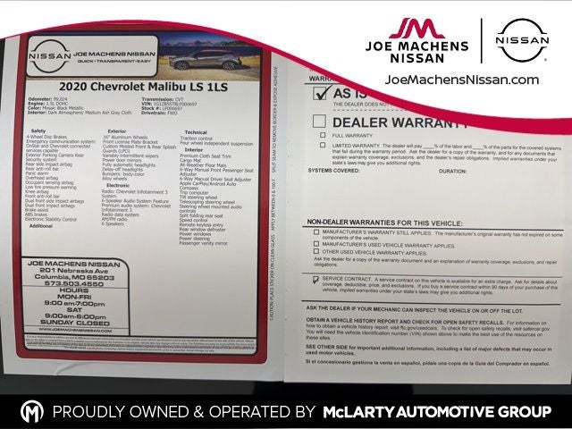 2020 Chevrolet Malibu LS 1LS