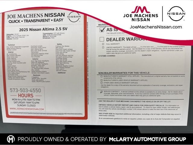 2025 Nissan Altima 2.5 SV