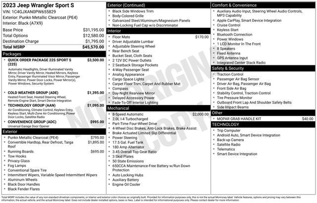 2023 Jeep Wrangler Sport S