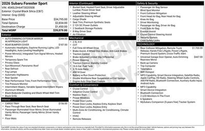 2026 Subaru Forester Sport