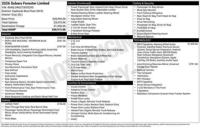 2026 Subaru Forester Limited
