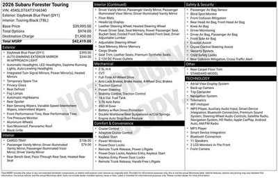 2026 Subaru Forester Touring