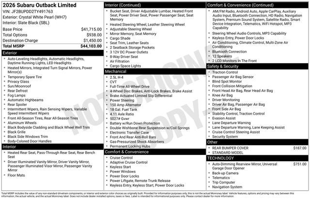2026 Subaru Outback Limited