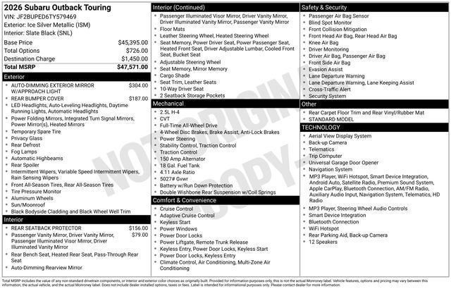 2026 Subaru Outback Touring