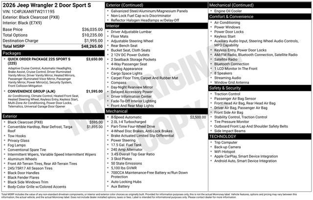 2026 Jeep Wrangler Sport S