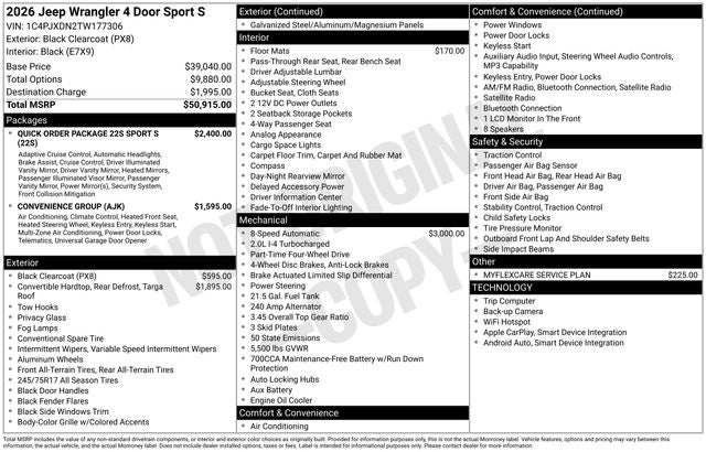 2026 Jeep Wrangler Sport S