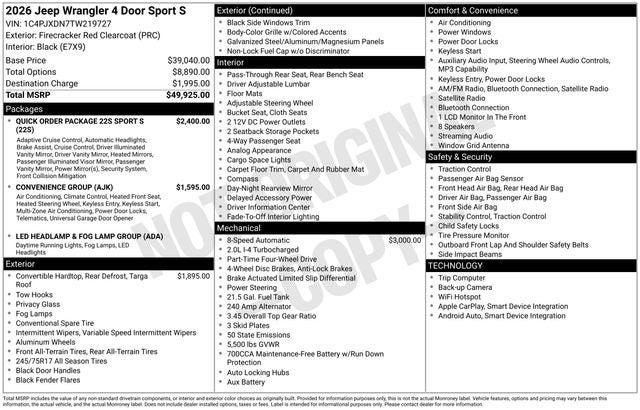 2026 Jeep Wrangler Sport S