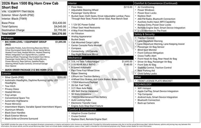 2026 RAM 1500 Big Horn/Lone Star