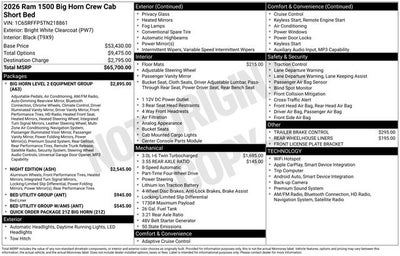 2026 RAM 1500 Big Horn/Lone Star