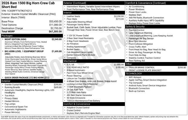 2026 RAM 1500 Big Horn/Lone Star