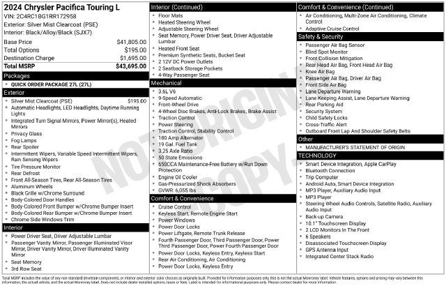 2024 Chrysler Pacifica Touring L