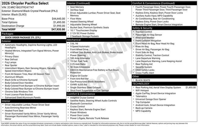 2026 Chrysler Pacifica Select