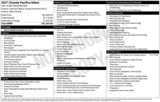 2027 Chrysler Pacifica Select