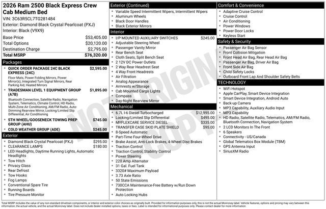 2026 RAM 2500 Black Express