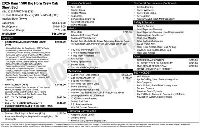 2026 RAM 1500 Big Horn/Lone Star