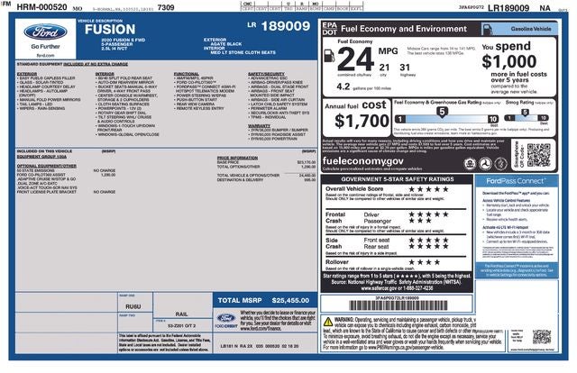 2020 Ford Fusion S
