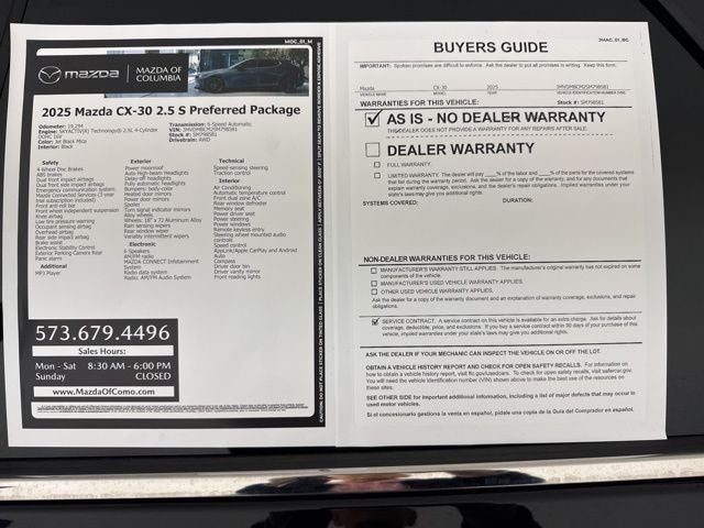 2025 Mazda Mazda CX-30 2.5 S Preferred Package