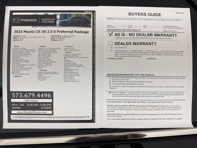 2025 Mazda Mazda CX-30 2.5 S Preferred Package