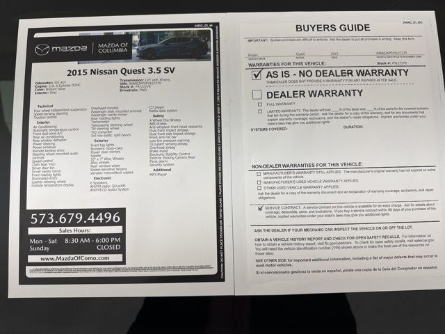 2015 Nissan Quest 3.5 SV