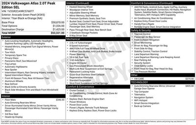 2024 Volkswagen Atlas 2.0T Peak Edition SEL