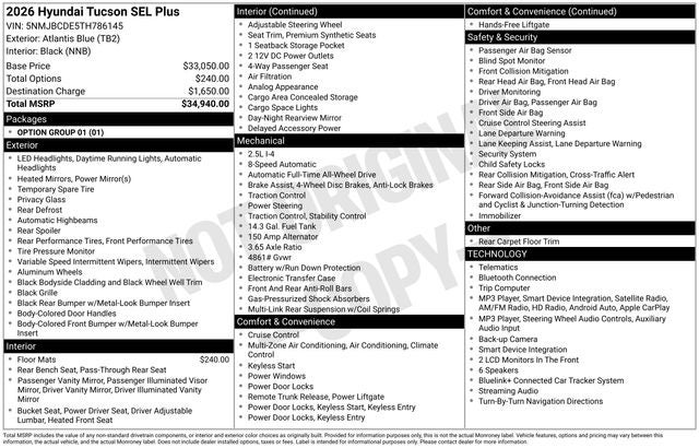 2026 Hyundai Tucson SEL Plus