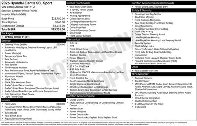 2026 Hyundai Elantra SEL Sport