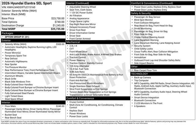 2026 Hyundai Elantra SEL Sport