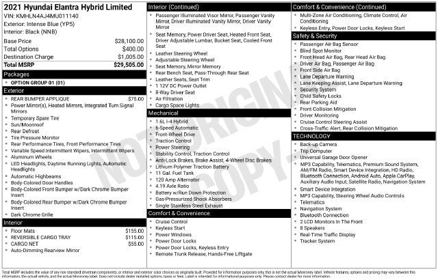 2021 Hyundai Elantra Hybrid Limited
