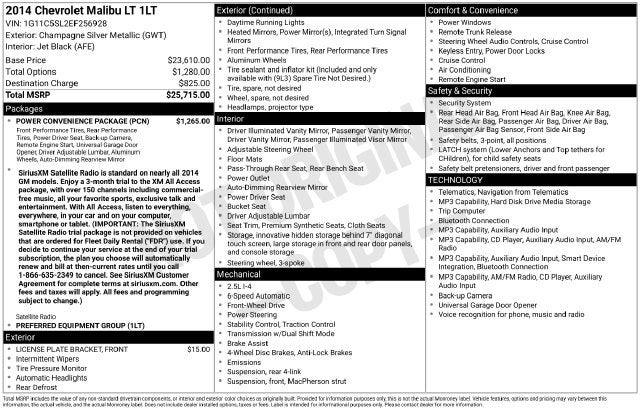 2014 Chevrolet Malibu LT 1LT