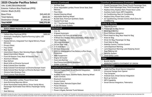 2025 Chrysler Pacifica Select