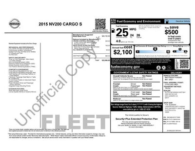 2015 Nissan NV200 S