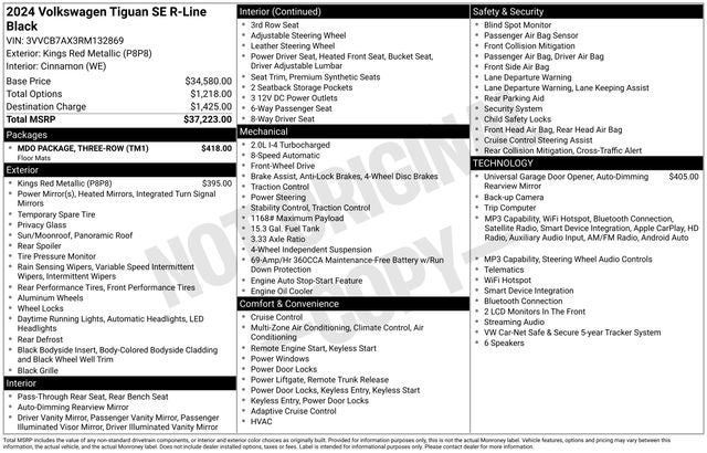2024 Volkswagen Tiguan 2.0T SE R-Line Black