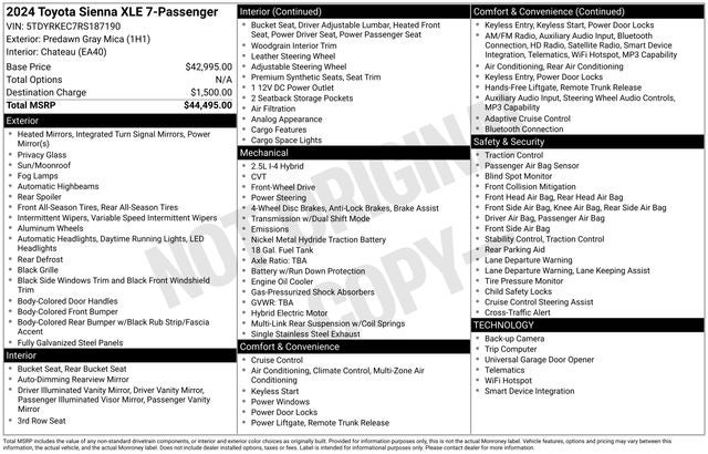 2024 Toyota Sienna XLE 7 Passenger